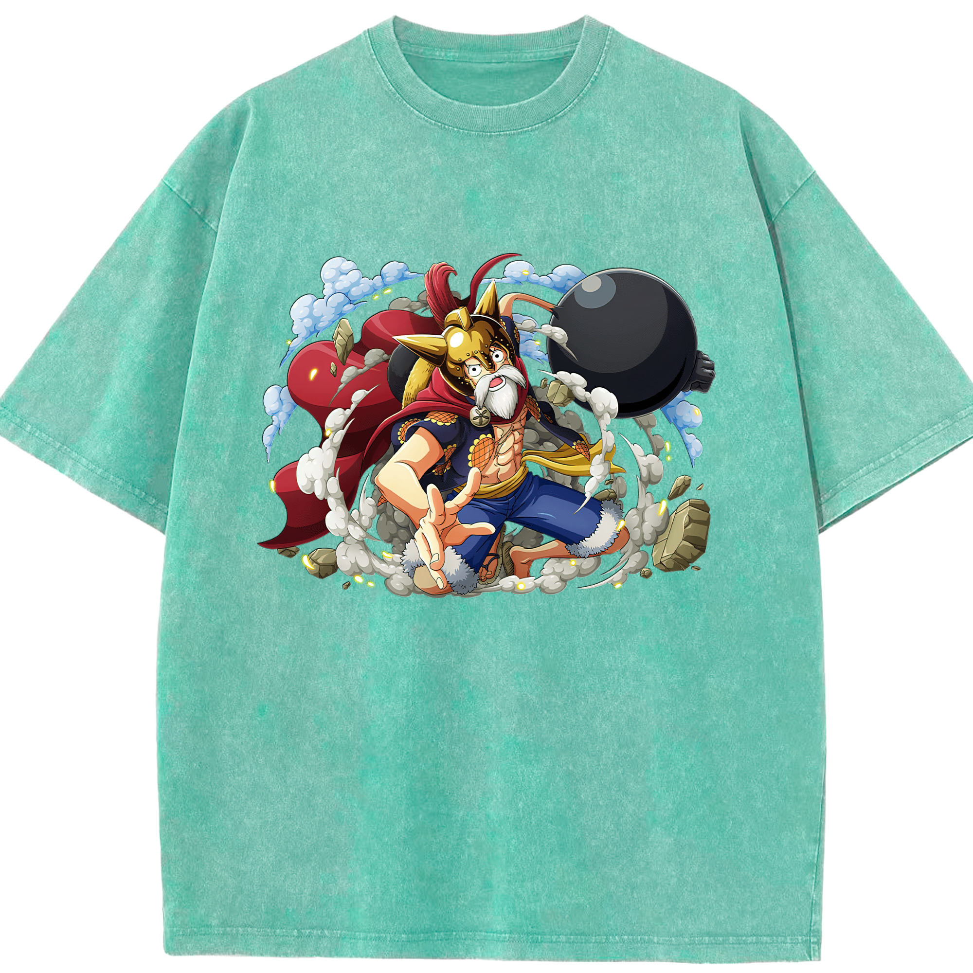 ワンピース モンキー・D・ルフィ ONE PIECE Monkey D. Luffy 綿100% ヴィンテージ風 半袖Tシャツ（フロントプリント）